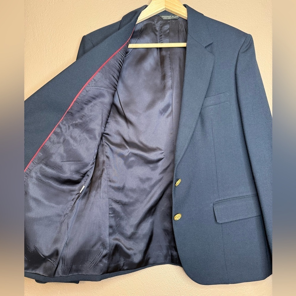 80s York Fair Vintage Wool Classic Navy Blazer and Skirt Set Women's Size 12 - Picture 7 of 16